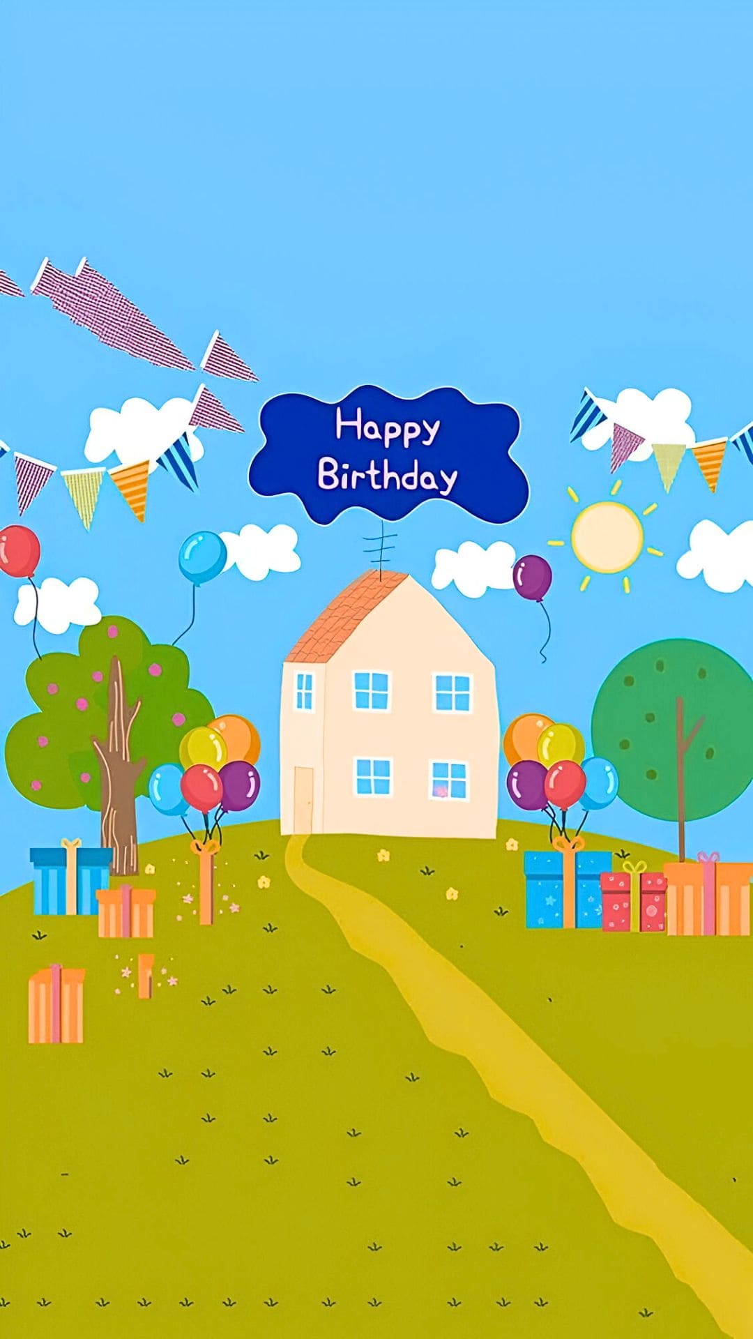 Peppa Pig House Wallpaper Happy Birthday