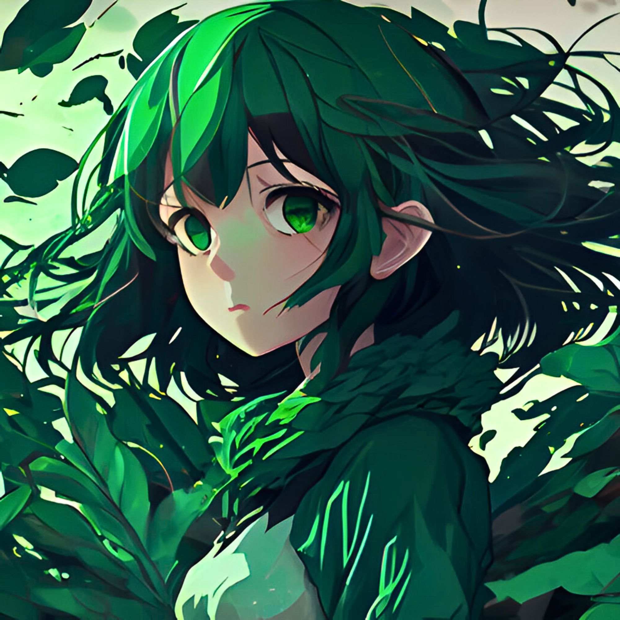 Anime Girl Green Discord Pfp