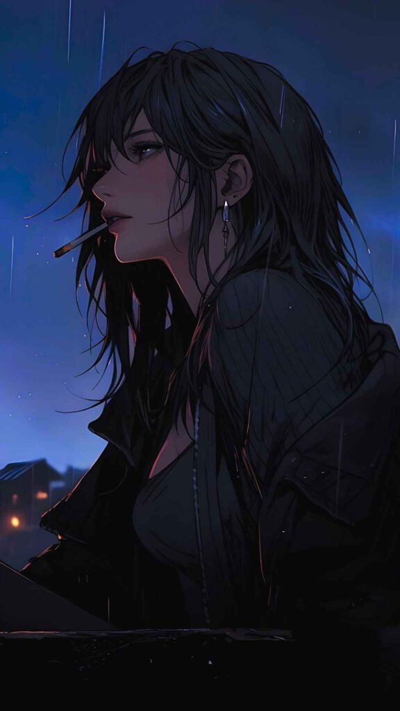 Aesthetic Anime Girl Smoking Wallpaper