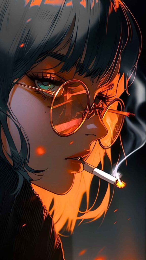 Anime Girl Smoking Wallpaper 4K