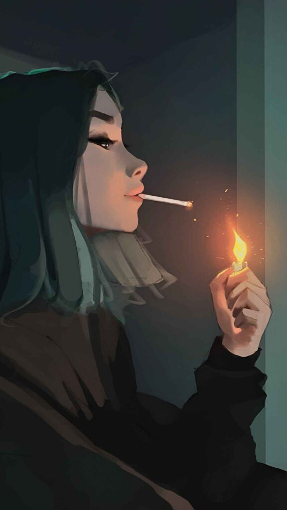 Anime Girl Smoking Wallpaper Aesthetic