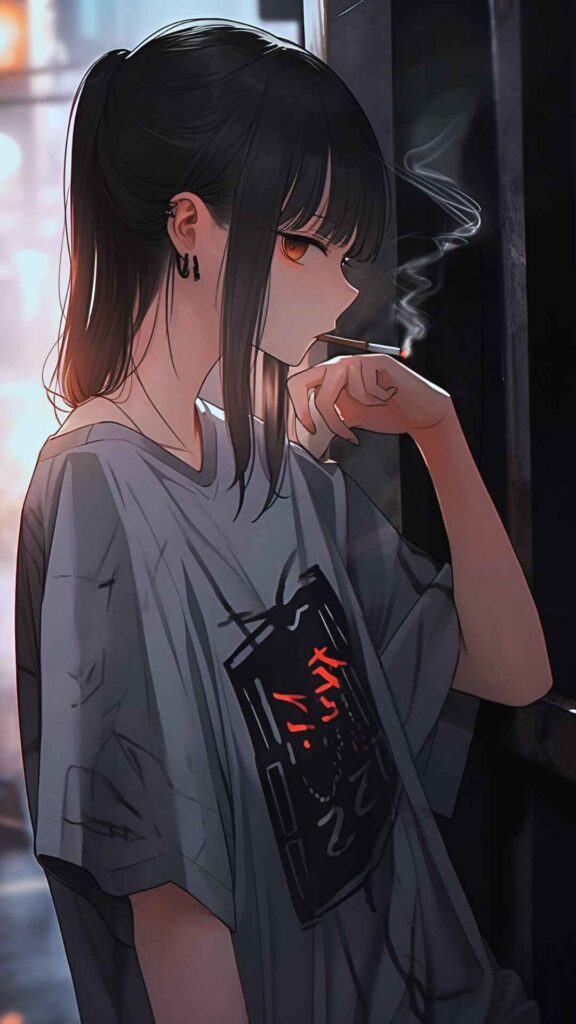 Anime Girl Smoking Wallpaper HD