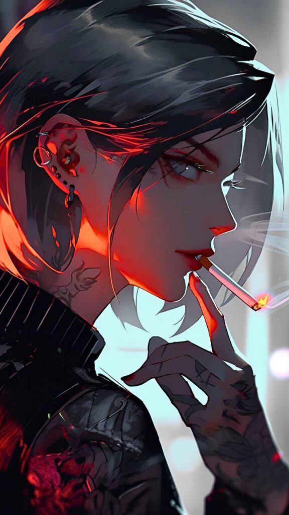 Anime Girl Smoking Wallpaper Phone