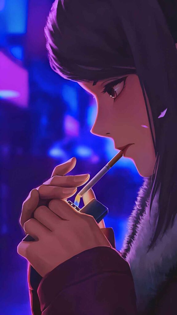 Anime Girl Smoking iPhone Wallpaper