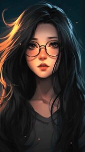 Anime Girl With Glasses Wallpaper 4K iPhone