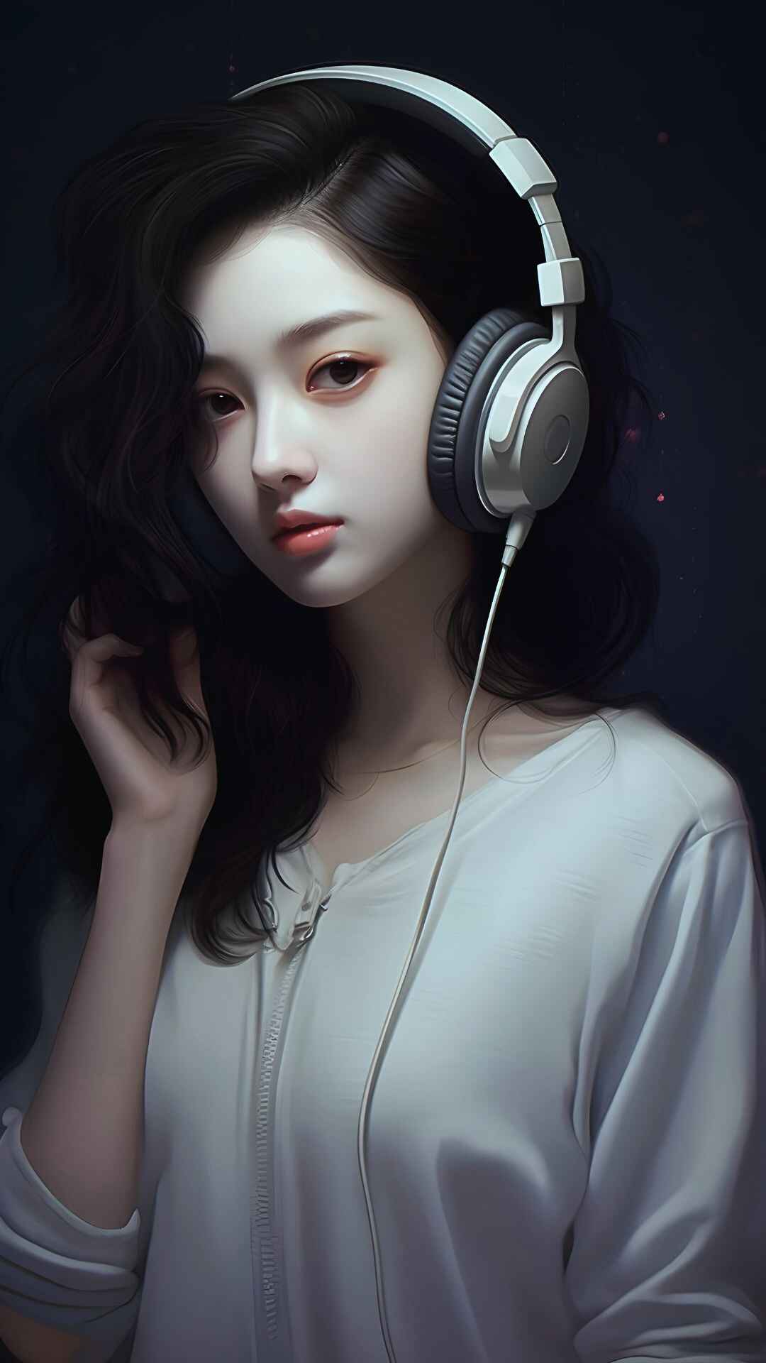 Anime Girl With Headphones Aesthetic Wallpaper