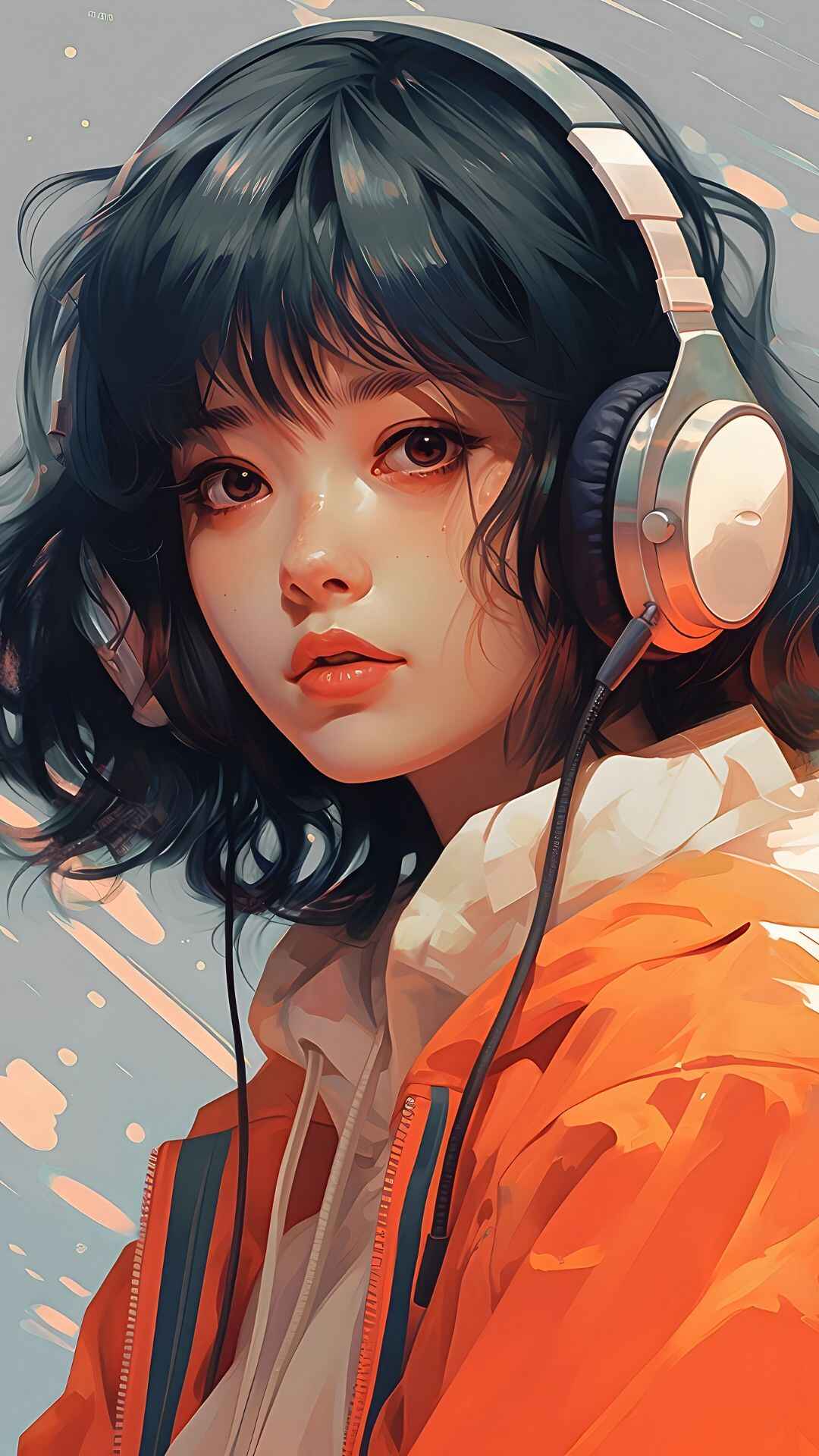 Anime Girl With Headphones Wallpaper 4K For Mobile