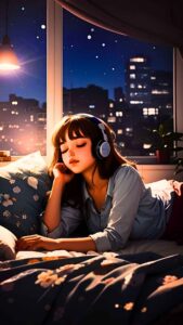 Anime Girl With Headphones Wallpaper HD