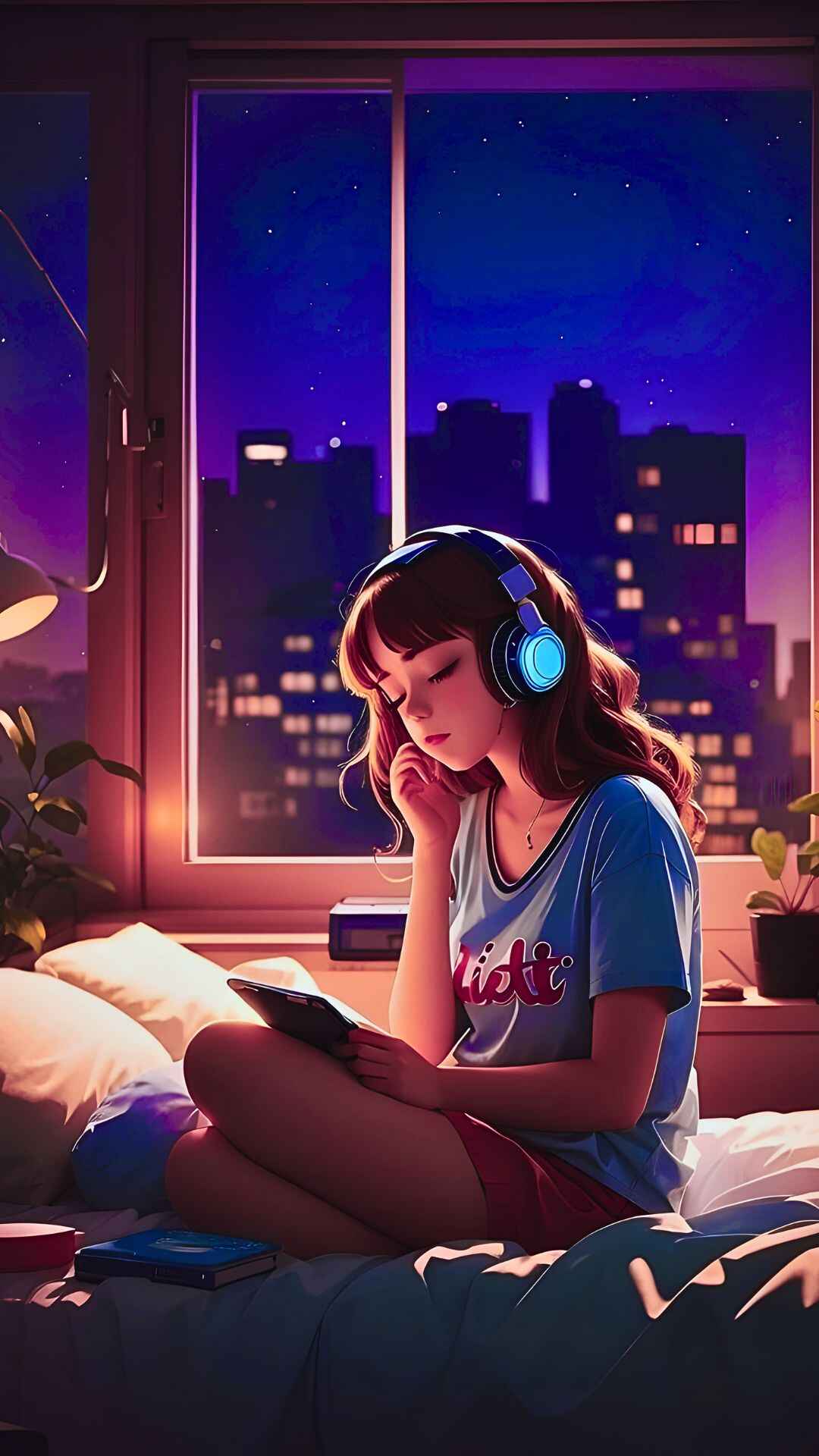 Anime Girl With Headphones Wallpaper iPhone