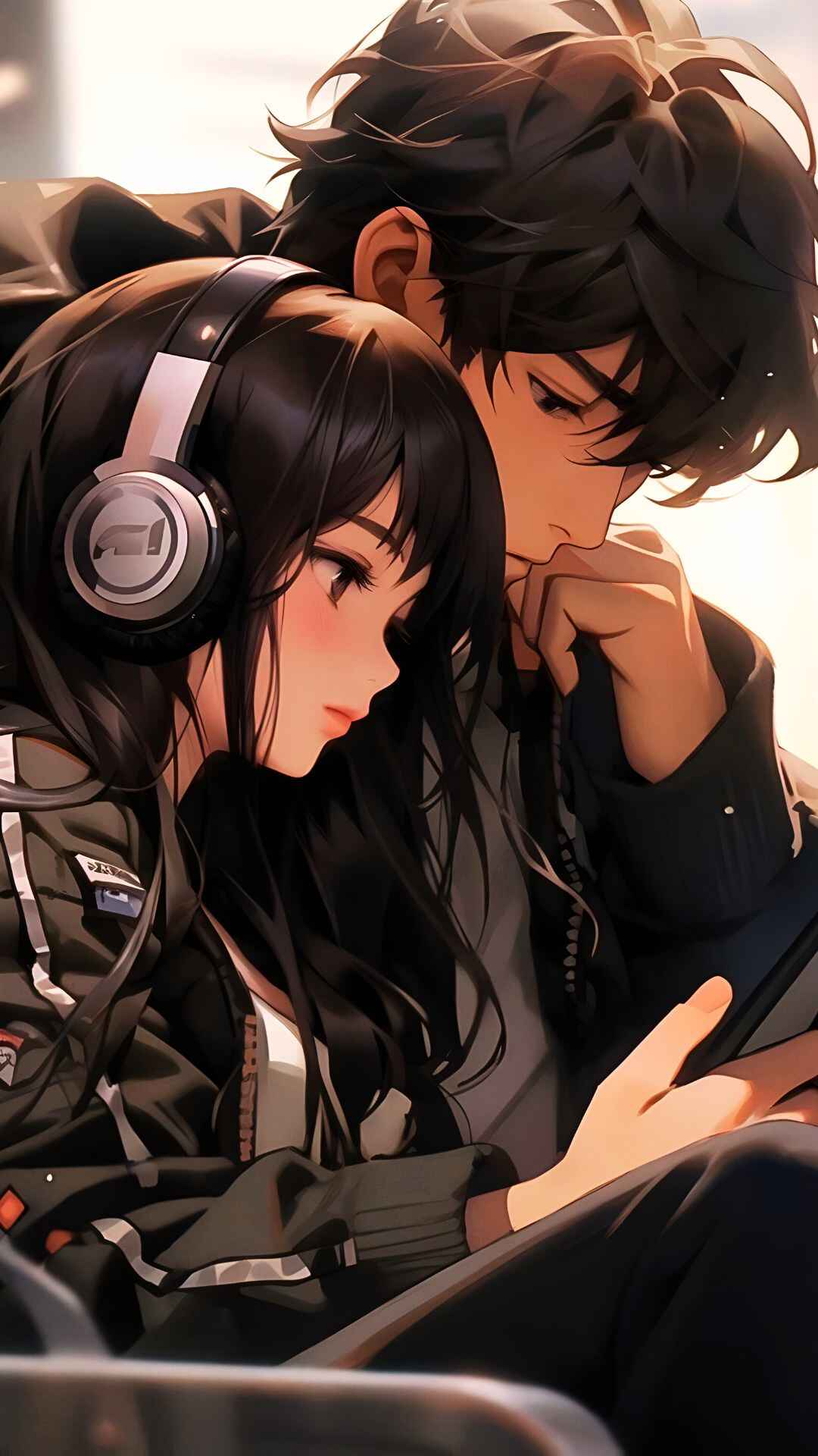 Anime Girl With Headphones iPhone Wallpaper