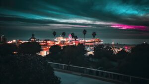 Wallpaper Santa Monica Pier at Night