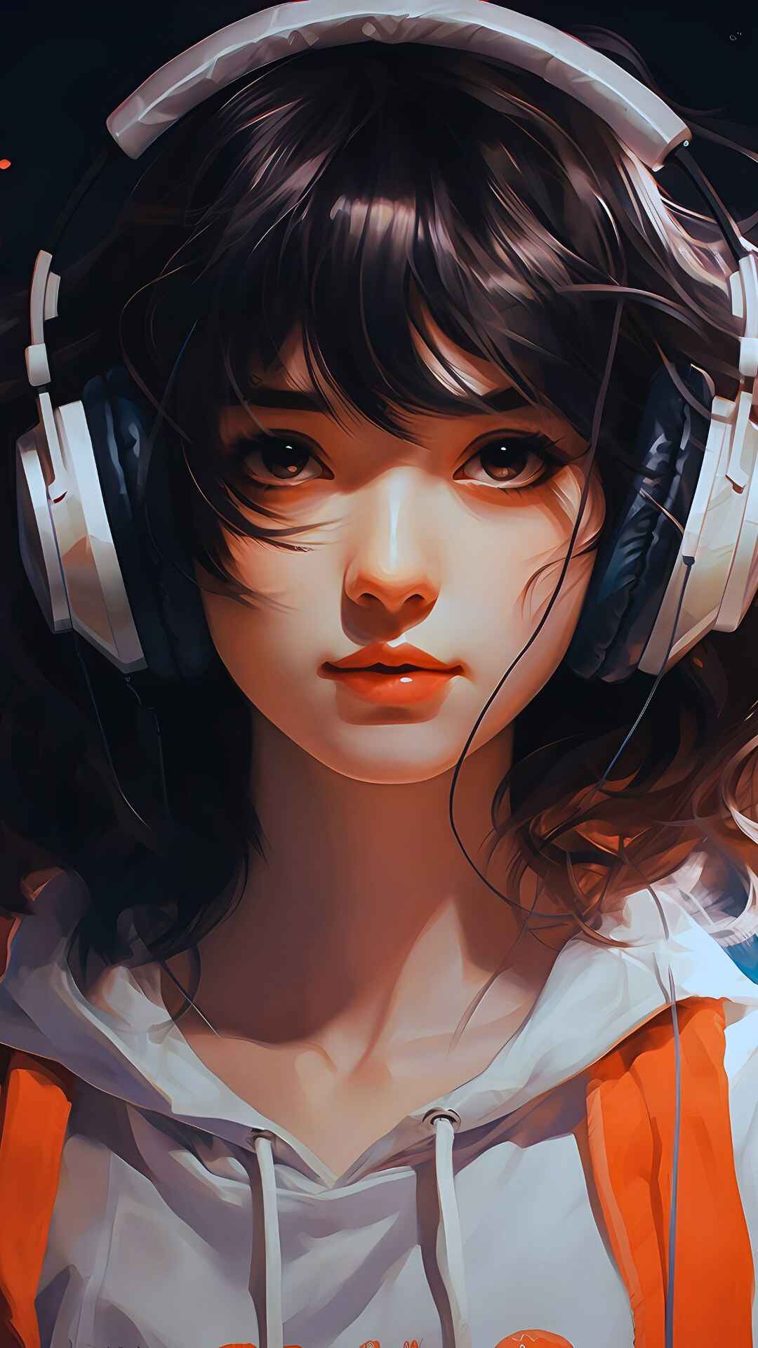 iPhone Anime Girl With Headphones Wallpaper